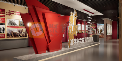 政府機關(guān)黨建主題館設(shè)計效果圖，怎樣更好融入地方紅色文化元素？